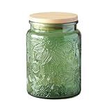 ANSQU Green Glass Canister, Candy Jar with Lid, 23.7 FL OZ Vintage Colored Mason Jars for Kitchen Decorative Jar for Coffee Tea Candy Cookies, Cute Jars (Green, 1 Pack)