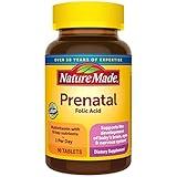 Nature Made Prenatal Multivitamin with Folic Acid, Prenatal Vitamin and Mineral Supplement for Daily Nutritional Support, 90 Tablets, 90 Day Supply
