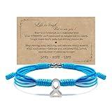 HARACRAFT Light Blue Awareness Bracelet for Addisons Behcets Thyroid and Graves Disease, Chronic Illness, Hyperaldosteronism, Lymphedema, Men's Health, Prostate Cancer and More, Protection String