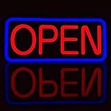 BritTech 21'' X 10'' NEW Ultra Bright LED 2025 Model Neon Open Sign - Remote Controlled - Get Your Business Seen Day or Night(21'' X 10'' Blue/Red)