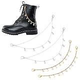 UNICRAFTALE 4Pcs 2 Colors 25cm Long Shoe Chains Moon Star Shoe Charms for Women Bling Boot Shoes Charms for Girls Shoes Chains Boot Strap Chain for DIY Womens Clog Sandals Shoeing Decoration
