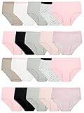 Fruit of the Loom Girls' Tag Free Cotton Brief Underwear Multipacks, Brief-20 Pack-Black/Pink/Grey