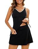Gracyoga Modest Swimsuits for Women Tankini Set Tummy Control Two Piece Bathing Suit Womens Swimwear with Skirt Black S