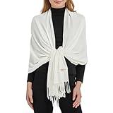RonFoxi Wedding Shawl for Women, Cream Warm Bridal Pashmina Scarf Wraps and Shawls for Ladies (US-Cream)