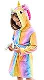 Doctor Unicorn Soft Unicorn Hooded Bathrobe Sleepwear - Unicorn Gifts for Girls (Rainbow, 6-7 Years)