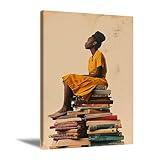 Black Girl Reading Wall Art & Black Woman Reading Art - African American Literary Decor, Motivational Reading Poster Print for Bedroom, Living Room, Office - 16x24 Inch Unframed