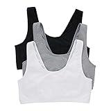 Hanes Womens Scoopneck Bralette Pack, Low-impact Bra, Cooling Stretch Cotton Crop Top, Bra, Black/Concrete Heather/White, X-Large US