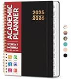 Academic Planner 2025-2026 For Women & Men, Monthly and Weekly Calendar Planner, Jul 2025 - Jun 2026, A5 (6.3" x 8.5"), Teacher Student Planning Book with Tabs, Ideal for Office School Supplies - Black