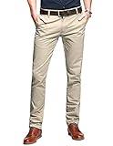 Match Mens Slim Tapered Flat Front Casual Pants (32, Apricot-2)