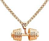 Custom Dumbbell Necklace - Personalized Gym Dumbbell Barbell Pendant Engraved Names Fitness Weights Sports Pendants Customized Jewelry Birthday Present for Men, Father's Day Gift (Rose Gold)