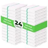 Towels N More 24 Pack 16x19 Bar Mop Towels High Absorbent Cotton Reusable Kitchen Towels - Quick Drying Towels for Chef, Cook, Home, Restaurant, Bar Glass Cleaning Towels (24, Green Stripe)