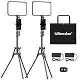 UBeesize 2 Pack LED Video Light Kit, Photography Lighting, 13" Studio Lights with 65" Tripod Stand and Phone Holders, Podcast Lighting for Video Recording,Tiktok,YouTube