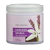 SMELLS BEGONE Air Freshener Odor Absorber Gel - Absorbs Odor from Bathrooms, Cars, Pet Areas, Boats and RVs - Made with Essential Oils - Lavender Vanilla Scent - 15 Ounce