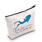 POFULL Scuba Diving Girl Gift I Dive Like A Girl Try To Keep Up Cosmetic Bag scuba lover Gift (I dive like a Girl bag)