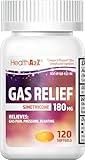 HealthA2Z® Gas Relief Simethicone | 180 MG | Relieves from Stomach Discomfort and Gas | Anti Flatulence | Relieves Gas Fast (120 Count (Pack of 1))
