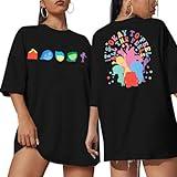 KIDDAD Every Day Emotions T-Shirt for Women Mental Health Matter Shirt Funny Therapist Psychologist Tee Top Black