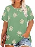 MK Shop Limited Plus Size Tops for Women Sunflower Graphic Tees Cute Loose Round Neck Short Sleeve Tees Shirt