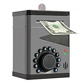Saquuiui Boy Piggy Bank for Kids, Safe for Kid with Cultivating Good Saving Habit, Electronic Bank for Real Money, Ideal Gift for 3 4 5 6 7 8-12 Years Old Children Teens Toddler (Black)