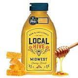 Local Hive Midwest Raw Unfiltered Honey – 16 oz, 100% Pure US Honey, Sourced from American Bees and Beekeepers - Natural Sweetener, Ideal for Tea, Baking, and Cooking