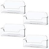4 Pack Clear Plastic Business Card Holder,Acrylic Business Card Display for Desk Business Card Stand