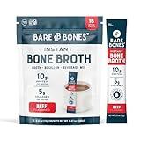 Bare Bones Beef Bone Broth Instant Powdered Mix | Rich Savory Packets on-the-Go No Artificial Flavors | Keto & Paleo Friendly | 10g Protein | 16 Pack