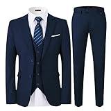 WEEN CHARM Men's Suits Slim Fit,3 Piece Suits for Men,2 Buttons Blazer Jacket Vest Pants with Tie,Men Suit Tuxedo Set,Trajes para Hombres de Vestir
