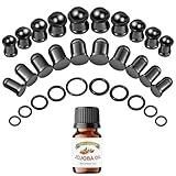 WINSENET 20Pcs Ear Stretching Kit 7.5-12mm Ear Gauge Stretching Kit Stainless Steel Gauges for Ears with Aftercare Jojoba Oil Ear Expander Set for Women Men Black
