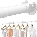 Closet Rods for Hanging Clothes, 17 to 69 Inches Stepless Adjustable Metal Closet Rod, 1.3 Inches Heavy Duty Clothes Hanging Rod for Closet Wardrobes Laundry RV, White