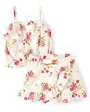 The Children's Place,Baby Girls, and Toddler Tank Top and Skort 2 Piece Outfit Set,Simply White Floral,18 Months,24 Months
