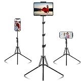 SAMHOUSING Ipad Tripod Stand, with 65 inch Height Adjustable iPad Stand Holder & iPad Floor Stand with 360° Rotating iPad Tripod Mount for iPad Pro, iPhone, Kindle, and All 4.5-12.9 Inch Tablets