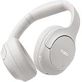TOZO HT2 Hybrid Active Noise Cancelling Headphones, Wireless Over Ear Bluetooth Headset, 60H Playtime, Hi-Res Audio Custom EQ via App Deep Bass Comfort Fit Ear Cups, for Home Office Travel White