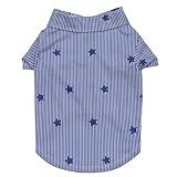 Tangpan Stipes Tropical Print Pet Dog Shirt Puppy Summer Hawaiian Beach Polo Shirts Clothes(Dark Blue,L)