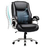 COLAMY Big & Tall Office Chair 400lbs Wide Seat- High Back PU Leather Executive Computer Desk Chair for Heavy People, Large Office Chair with Metal Base & Ergonomic Back Support- Black