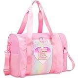 Personalized Monogram Dance Bag for Girls - 3-6 Years duffle bag for Kids Lightweight Water Resistant Oxford Backpack for Ballet Cheerleading Sleepovers Gymnastics Pink E
