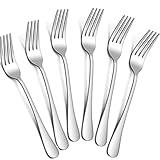 tiokin Dinner Forks Set,8 Inches Set of 6 Food Grade Stainless Steel Silverware Forks,Table Forks,Flatware Forks,Mirror Finish Dishwasher Safe,Use for Home,Kitchen or Restaurant