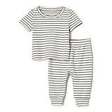 Amazon Essentials x Sofia Grainge Unisex Toddlers' Pant & Top Set, Navy Tapered Stripe, 4T