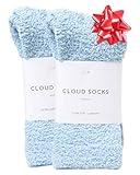Unboxme Gifts Warm & Cozy Ultra-Luxe Cloud Socks for Women & Men - Super Soft Luxurious Fabric Sleep Socks for Him & Her, Blue 2 Pairs