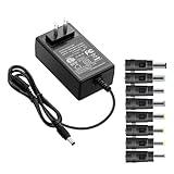 Kado Power Adapter 12V-2A 1.5A 1.25A 1A AC/DC Power Cord 5.5x2.1mm with 8 Tips Made for Sceptre Monitor, Echo Smart Speaker & Display, Webcam, Router, Mini PC, Projector, CCTV, Bluetooth Speaker