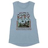 TeesAndTankYou Isle of Berk Destination Women's Muscle Tank Small Stonewash Denim