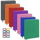 KICNIC Jumbo Book Covers 7 Pack, 9x11 Inch Stretchable Book Sox Suitable for Most Hardcover Books, Up to 10 Inch x 12.5 Inch, Washable and Reusable Protective Textbook Covers with Label Sticker