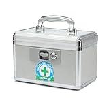 Hewei Portable Lock First Aid and Medicine Storage Box for Collection Organizing Keeping Carrying Health Care Drugs Accessories Tools (Small)