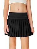 Haloumoning Girls Pleated Skirts with Shorts Athletic Tennis Skorts Sport Performance Skirt with Pockets 4-14 Years Black
