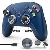 Kujian Wireless Gaming Controller for PC, Switch, Steam, Luna, Android, iOS – Bluetooth Game Controller with Turbo Button, LED Backlight, Dual Vibration, 6-Axis Gyroscope (Blue)