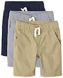 The Children's Place boys Pull On Jogger Shorts, Fin Gray/Flax/Tidal, 10