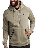 Spyder Mens Zip Up Hoodie - UPF30+ Super Soft Fleece Sweatshirt, Warm Athletic Hoodies for Men with Secure Zip Pockets (S-XL), Size Large, Brown Stone