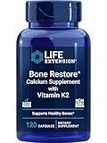 Life Extension Bone Restore + Vitamin K2 Vitamins & Minerals Maintain Bone Health & Strength - Fortifying Nutrients Calcium, D3 & Important Bone Building Minerals - Non-GMO, Gluten-Free -120 Capsules