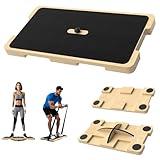 2 in 1 Wood Fitness Board, Resistance Band Workout Footplate and Professional Wooden Balance Board, Exercise Platform with Non-Slip Surface for Stretching, Strength, Flexibility and Balance for Total Body Home Gym (Wood)