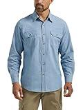 Wrangler Authentics Men's Long Sleeve Classic Woven Button Down Shirt, Light Chambray, Large US