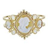 PalmBeach Goldtone Peach Lucite Cameo Bangle Bracelet (65mm), 7.5 inches