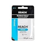 REACH Waxed Dental Floss,Unflavored, Plaque Remover for Teeth, Shred Resistant, Floss Slides Smoothly, Easy to Use, Waxed, Deep Cleaning Teeth, Oral Care, PFAS Free, for Adults & Kids, 1 Pack, 55 yd